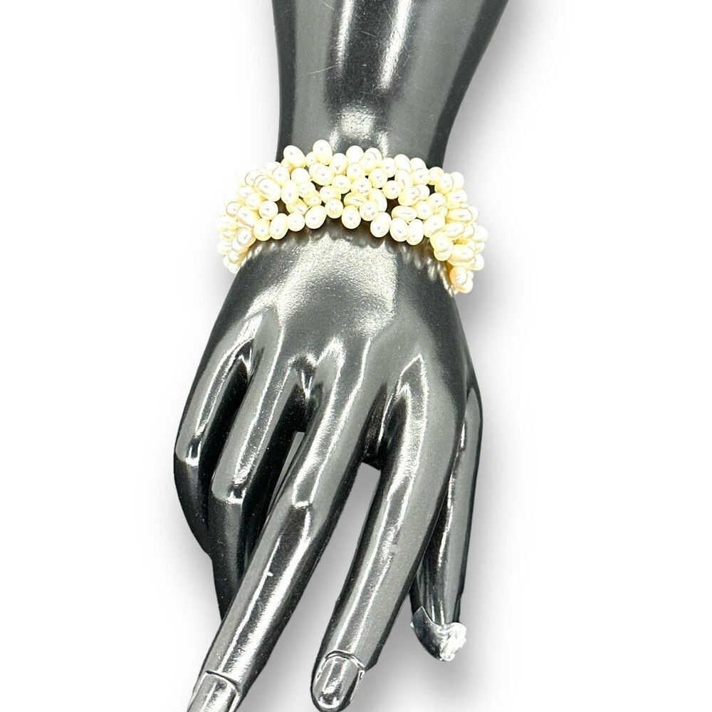 Layered Genuine Pearl Stretchy Bracelet Rice Pearl